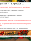 Men&uuml;plan KW 15