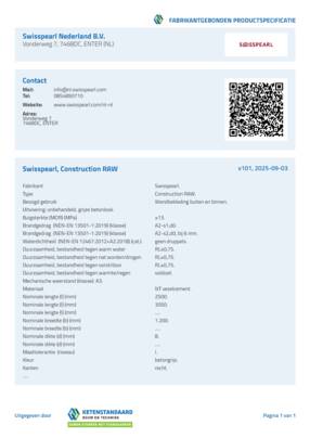 Bestektekst - Swisspearl Construction RAW